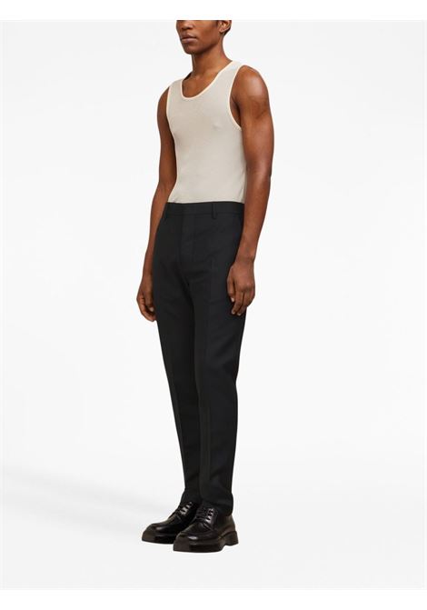 Black pleat-detail tapered chino trousers - men AMI PARIS | HTR004WV0028001